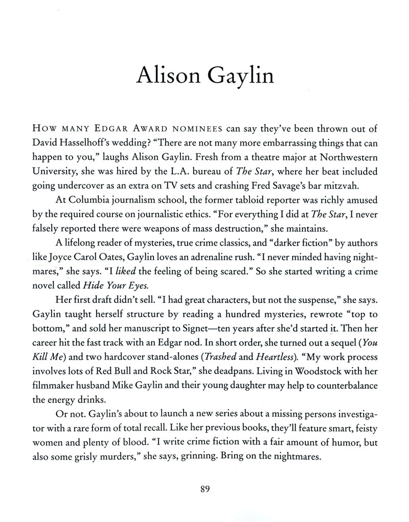 Alison Gaylin interview River of Words Nina Shengold